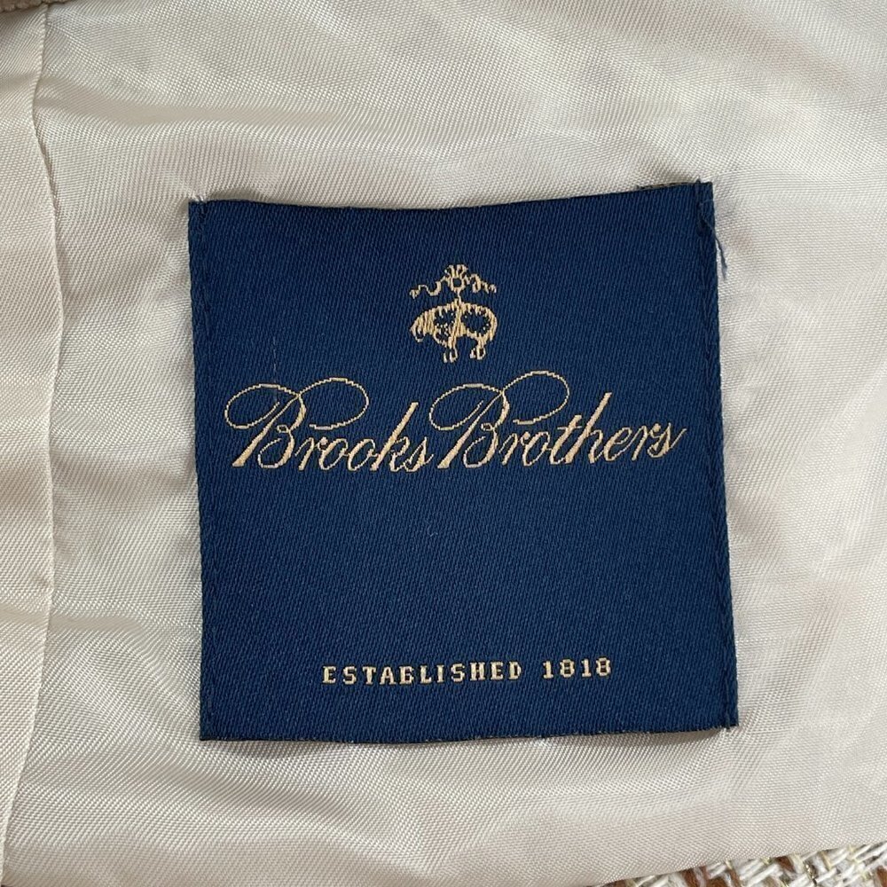 Brooks Brothers Fringed Cream Brown Metallic Nubby Tweed Fitted Career Blazer 12 - Picture 11 of 13